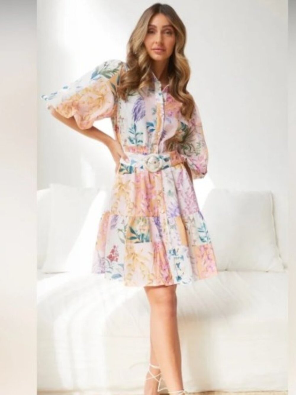 Esther & Co Brand Women's size 8 (Small) Bellarosa Dress Pink Floral Button Up
